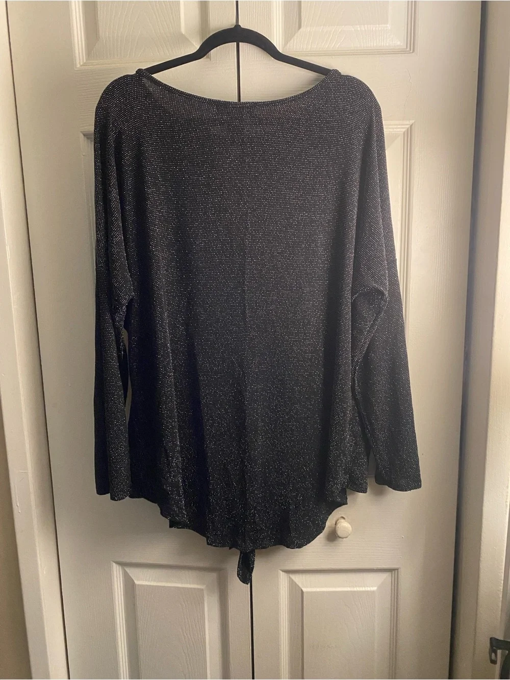 Sparkle Keyhole Tie-Front Top - Black